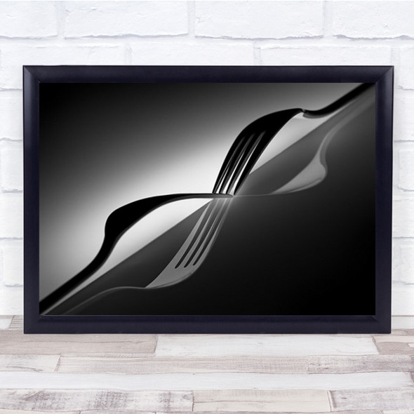 Kiss Abstract Cutlery Fork Reflection Simple Contrast Yin-Yang Wall Art Print