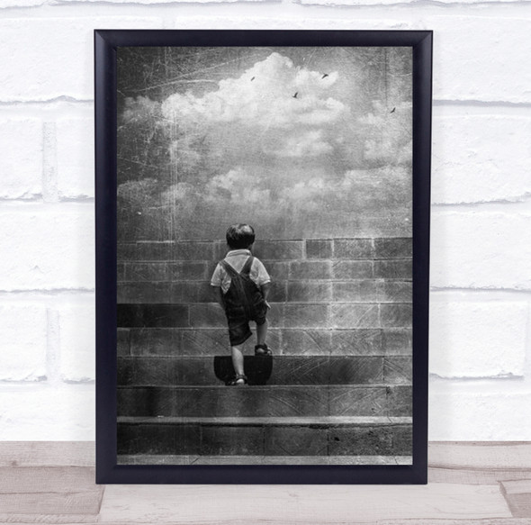 Life Is Just A Lonely Highway Child Kid Boy Male Childhood B&W Wall Art Print