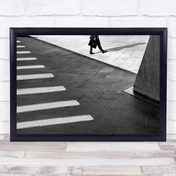 Triangles And Stripes Zebra Crossing Pavement Suitcase Bag B&W Wall Art Print
