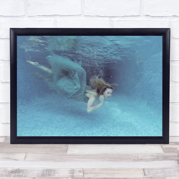 Beneath The Blue Underwater Ballgown Pool Dress Fabric Bottom Wall Art Print