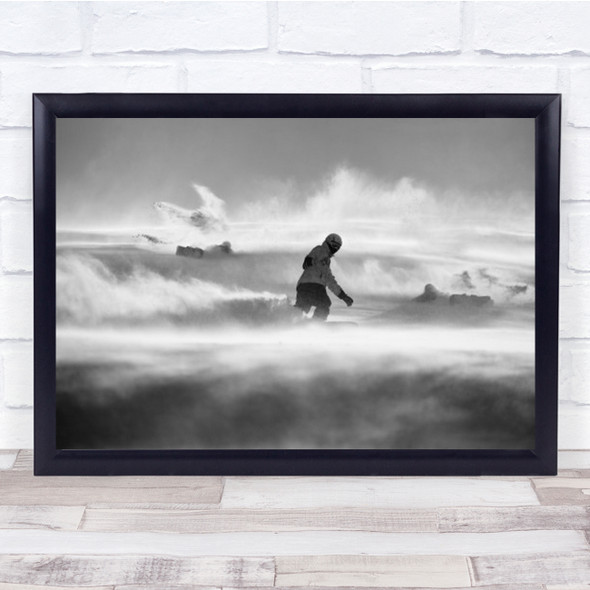 For Strong Only Action Snowboard Snowboarding Snowboarder B&W Wall Art Print