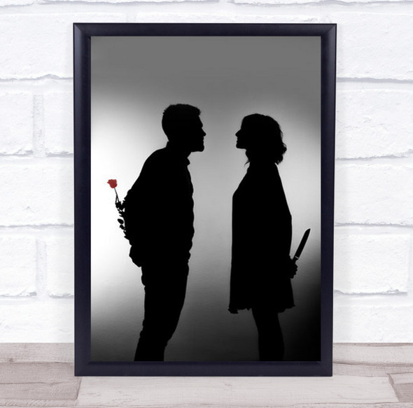 Man Meets Woman Love Couple Feelings Knife Banksy Rose Flower Wall Art Print