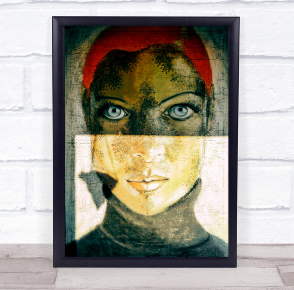Portrait Creative Edit Texture Red Eyes Face Painterly Carpet Wall Art Print