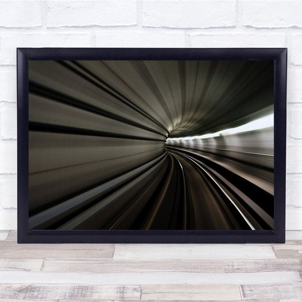 Worm Hole Speed Tunnel Train Abstract Motion Metro Copenhagen Wall Art Print