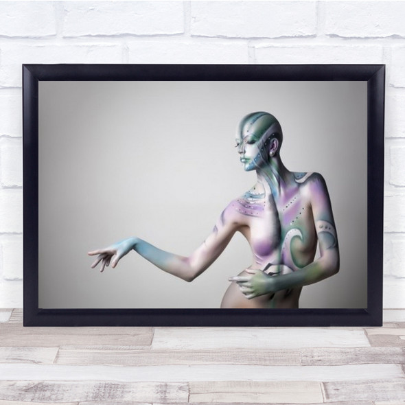 Saterion In Bloom Abstract Body Paint Woman Bald Curves Skin Wall Art Print