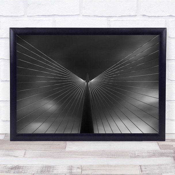 Angel In Black And White Abstract Bridge Lines Perspective Wall Art Print