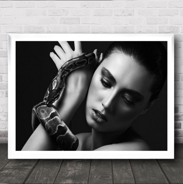Beauty And The Beast Model Snake Wrist Band Portrait Woman Wall Art Print Beauty And The Beast Model Snake Wrist Band Portrait Woman Wall Art Print