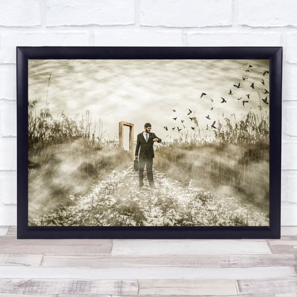 Break Time Portal Frame Birds Watch Clock Business Finance Wall Art Print Break Time Portal Frame Birds Watch Clock Business Finance Wall Art Print