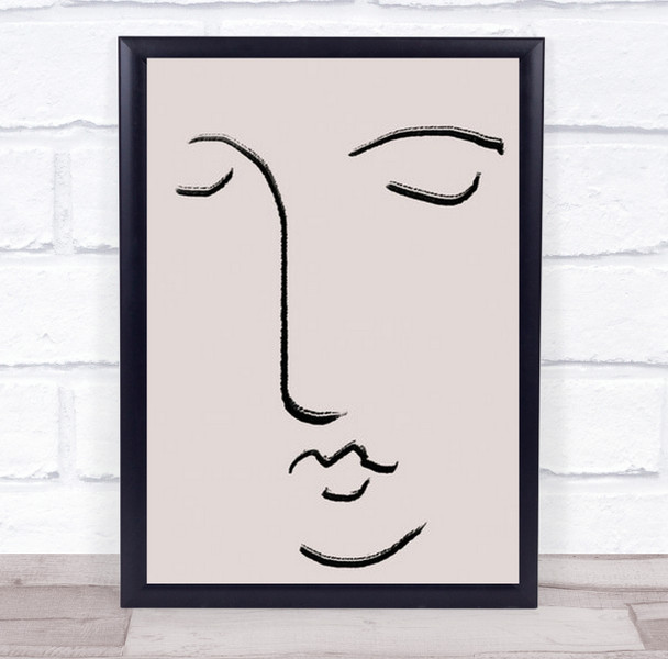 Closed Eyes Face Illustration Line Art Lines Simple Simplicity Wall Print