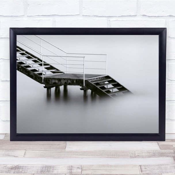 Downstairs Landscape Milky Water Stairs Rail San Sebastian Wall Art Print