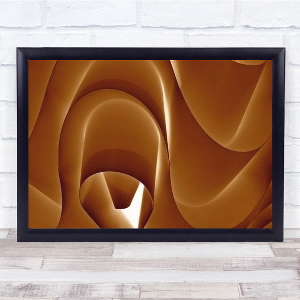 Hank Of Light Lamp Shape Abstract Curve Gold Golden Orange Wall Art Print