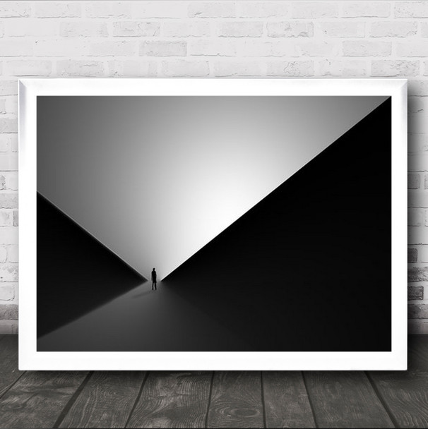 In Between Ii Triangle Creative Edit B&W Figure Small Tiny Wall Art Print