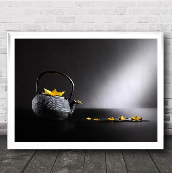 When Children Leave Their Parents' Home Teapot Paper Boats Wall Art Print