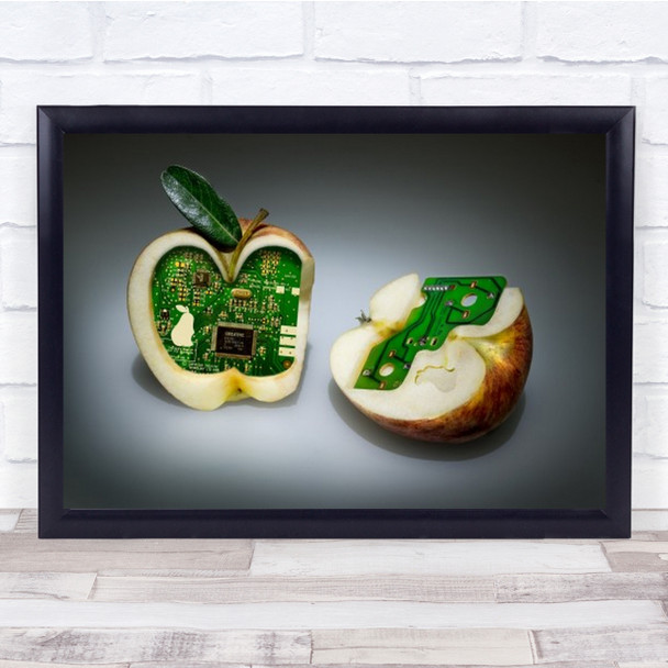 Apple Core Fruit Tech Technology Machine Computer Circuit Wall Art Print