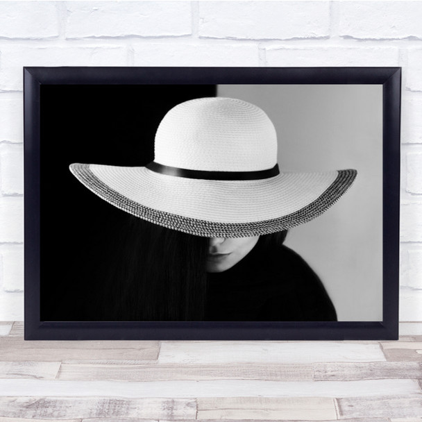 Balance B&W Hat Divided Division Girl Person Model Studio Wall Art Print