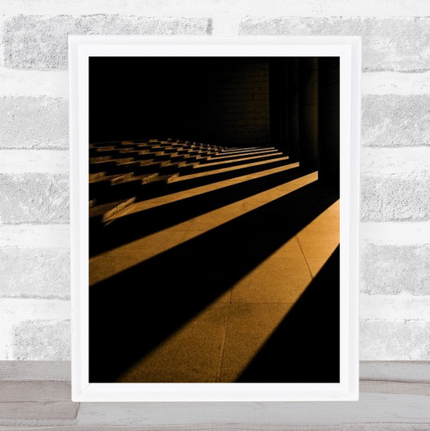Golden Lines Abstract Shadow Pattern Zig Zag Shadows Dark Wall Art Print