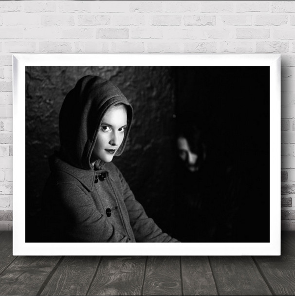 Light And Darkness Portrait Glance Hood Girl People Faces Wall Art Print