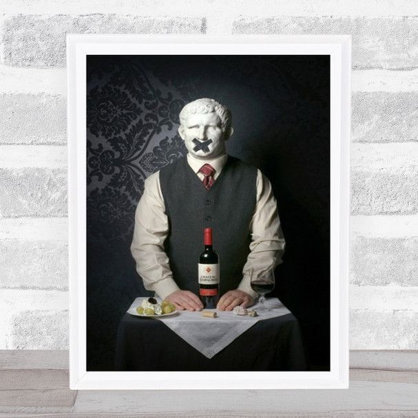 Red Wine Creative Edit Edited Tape Face White Pain Studio Wall Art Print