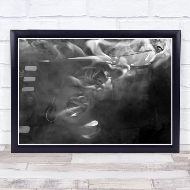 Cry Fire Girl Creative Edit Negative Smoke Scream Terror Wall Art Print