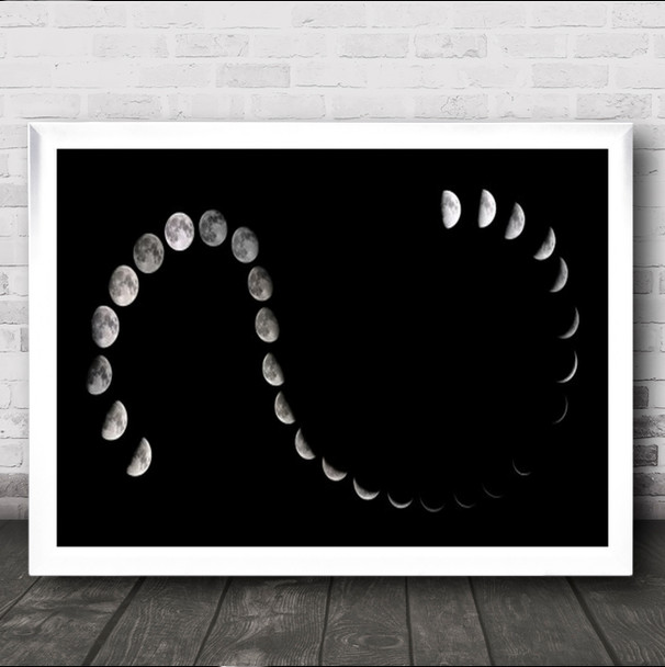 Moon Path Night Ew Delhi India B&W Multiple Exposure Sky Wall Art Print