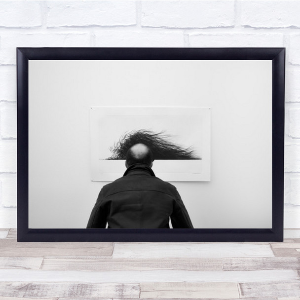 Wig Head B&W Museum Gallery Portrait Painting Man Humour Wall Art Print