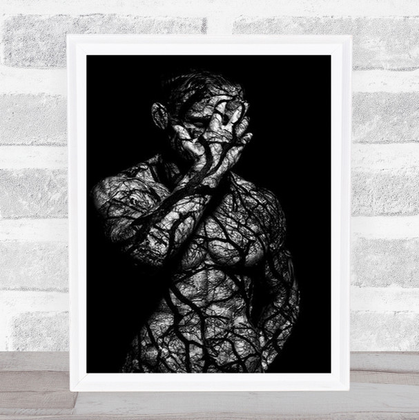 The Missing Link Man Texture Dark Body Covered In Twigs Wall Art Print