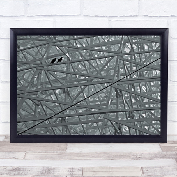 Crying Crows Birds Construction Pattern Abstract Japan Wall Art Print