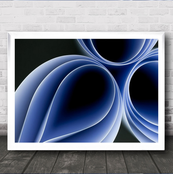 Psychedelic Sheets Abstract Blue Shapes Geometry Paper Wall Art Print