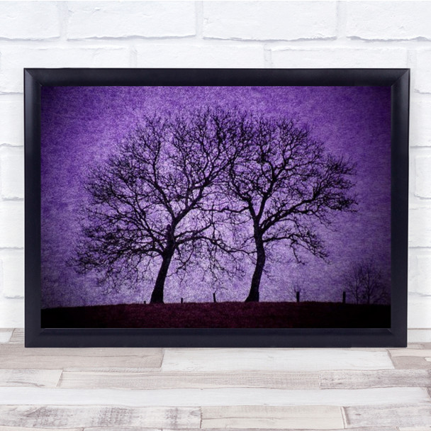 Stick Together Tree Silhouette France Landscape Purple Wall Art Print
