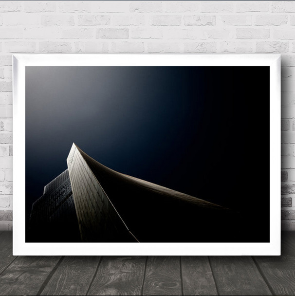 A Blue Light In The Sky At Night Abstract Ledhe Perpe Wall Art Print