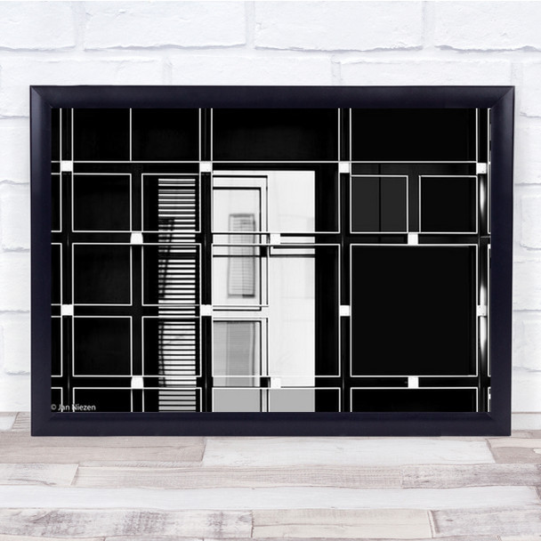 Direct And Reflection Abstract Architecture Lines B&W Wall Art Print