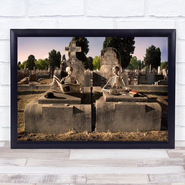 Neighbourly Chat Skeleton Creative Conceptual Surreal Wall Art Print