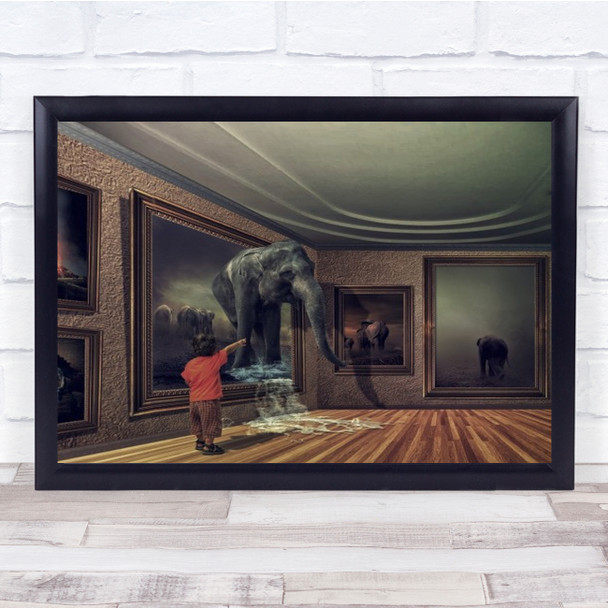 There Bogor Jawabarat Elephant Coming Out Of Painting Wall Art Print