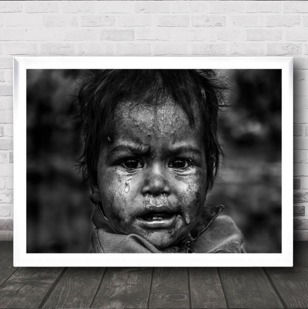 True Story India Agra Portrait Street Baw Dirty Child Wall Art Print
