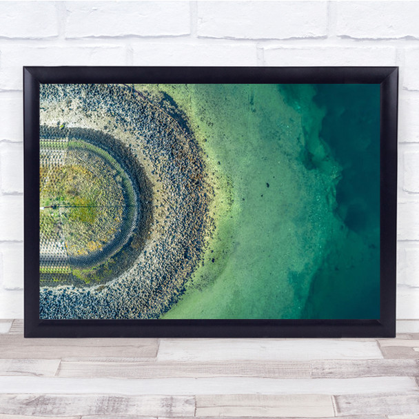 At The End Of Pier Pov Netherlands Lake Rocks Stones Wall Art Print