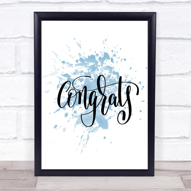 Congratulations Inspirational Quote Print Blue Watercolour Poster Congratulations Inspirational Quote Print Blue Watercolour Poster
