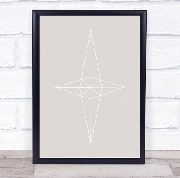 Grid Star Grey Graphic Shapes Diamond Stars Geometry Wall Art Print