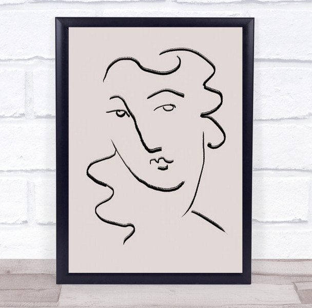 Looking Portrait Illustration Line Art Face Lines Simple Wall Print