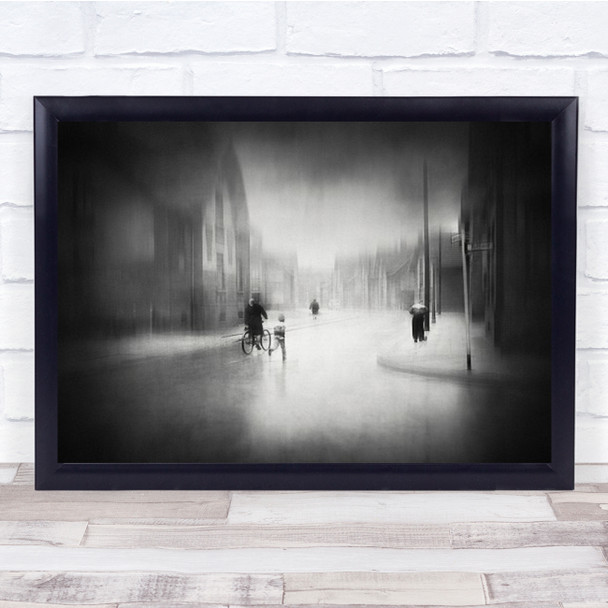 On The Street People Gelsenkirchen Ruhr Germany Bike Wall Art Print