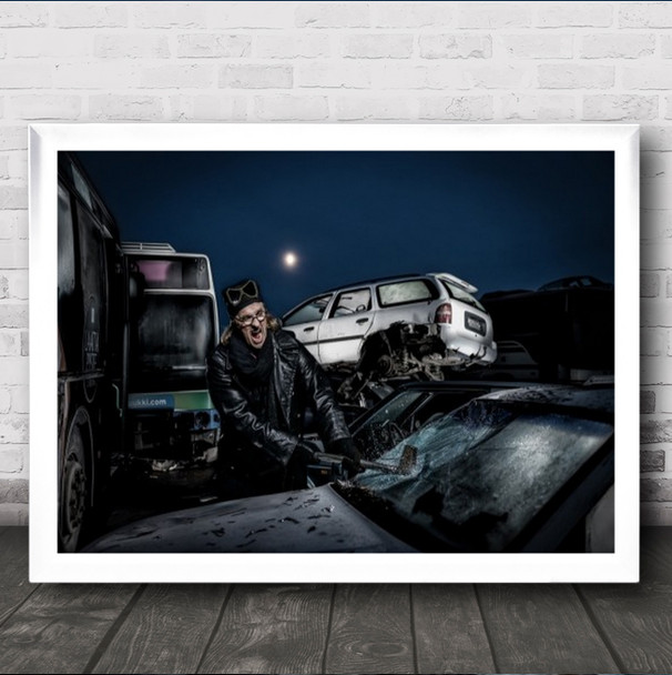 Rage Against The Machine Man Smashing Car Scrapyard Wall Art Print Rage Against The Machine Man Smashing Car Scrapyard Wall Art Print