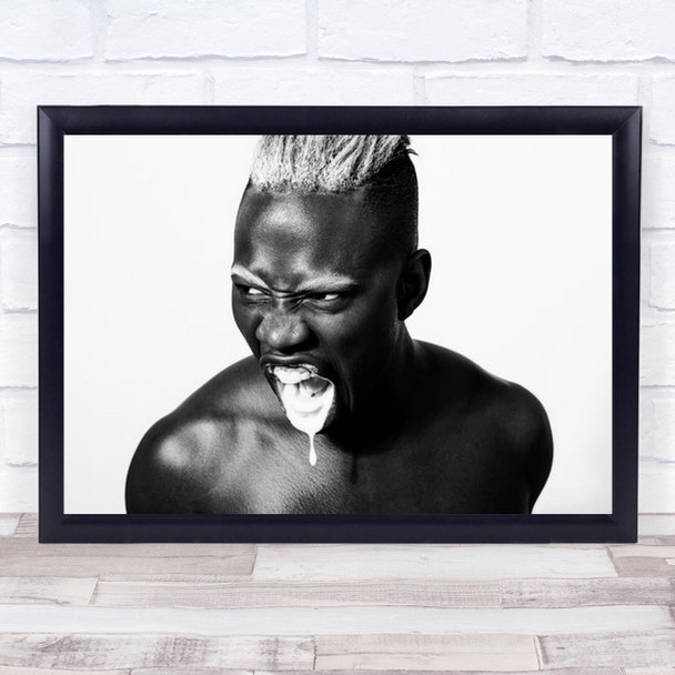 Scream B&W Portrait Yoghurt Attitude Expression Man Wall Art Print