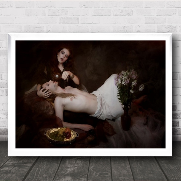 The Poisoned Love Poland Man Laying In Woman's Arms Wall Art Print