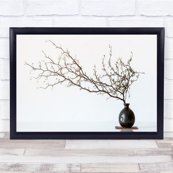 Vase And Branch Simple Still Life Twig Twigs Spring Wall Art Print
