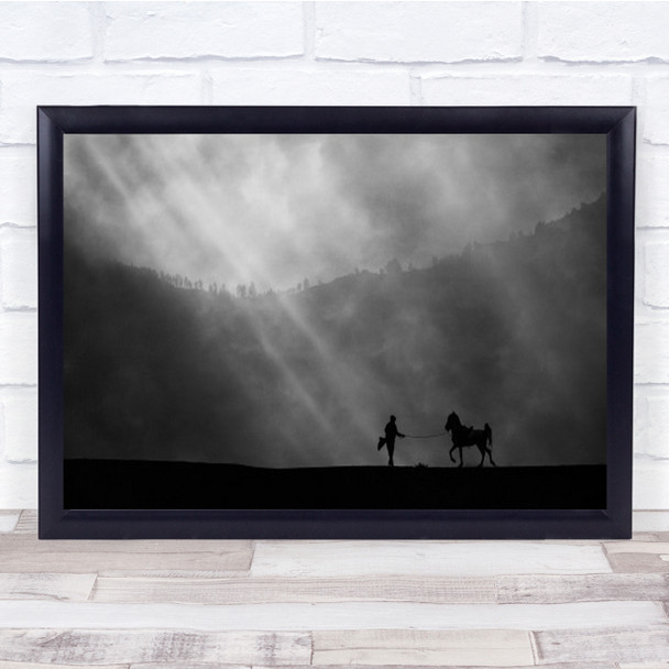 Dancing In The Sunlight Fog Horse Person Mountain Wall Art Print