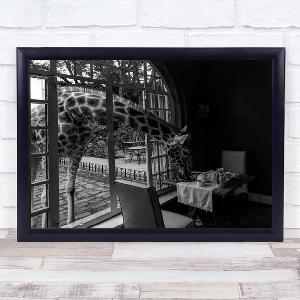 Giraffe Manor In Kenya Giraffes Eat Eating Window Wall Art Print