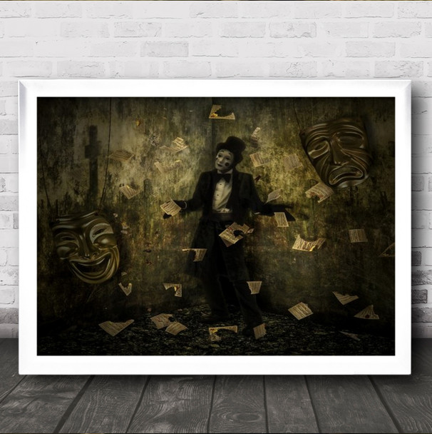 Comedy Photo Manipulation Happy Sad Ripped Paper Wall Art Print