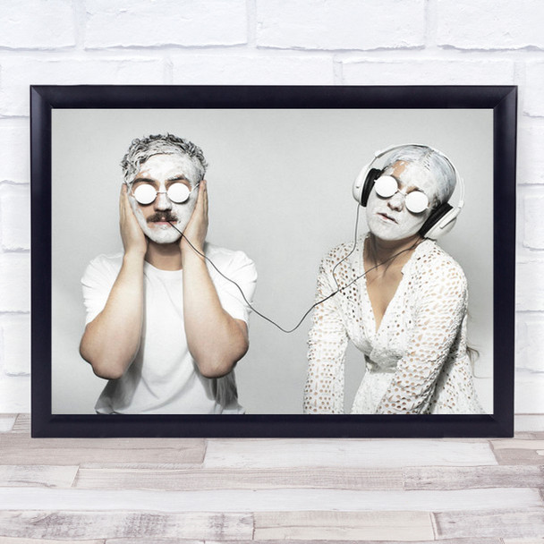 Music White High Key High-Key Headphones Glasses Wall Art Print