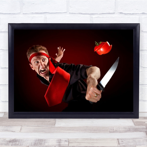 Tomato Ninja Tie Knife Action Conceptual Montage Wall Art Print