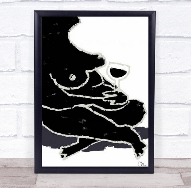 A Break Woman Wine Relax Self-Care Illustration Wall Art Print