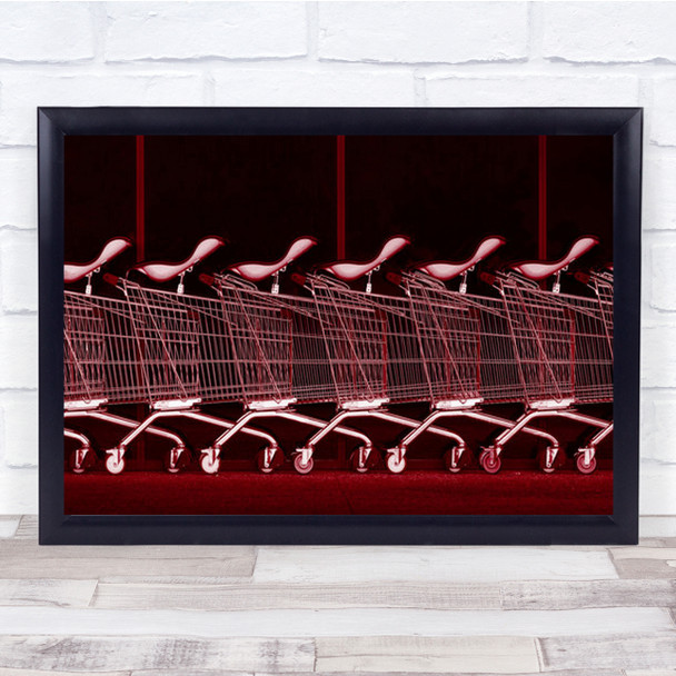Rhythm In Red Repetition Metal Trolleys Pattern Wall Art Print